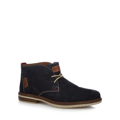 Navy suede lace up desert boots
